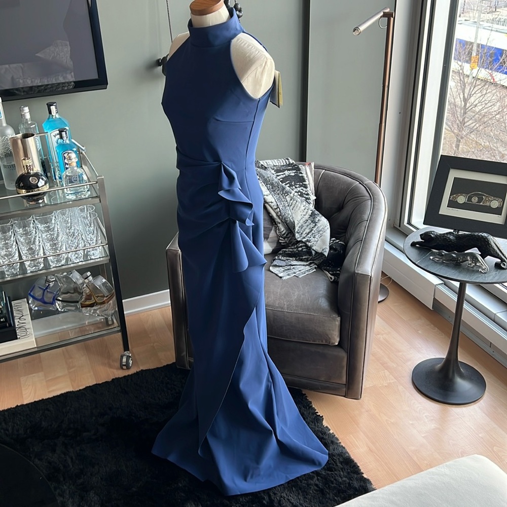 NWOT Chiara Boni La Petite Robe Gudrum Sleeveless Mermaid Gown Rich Blue Size 4 - Picture 3 of 9